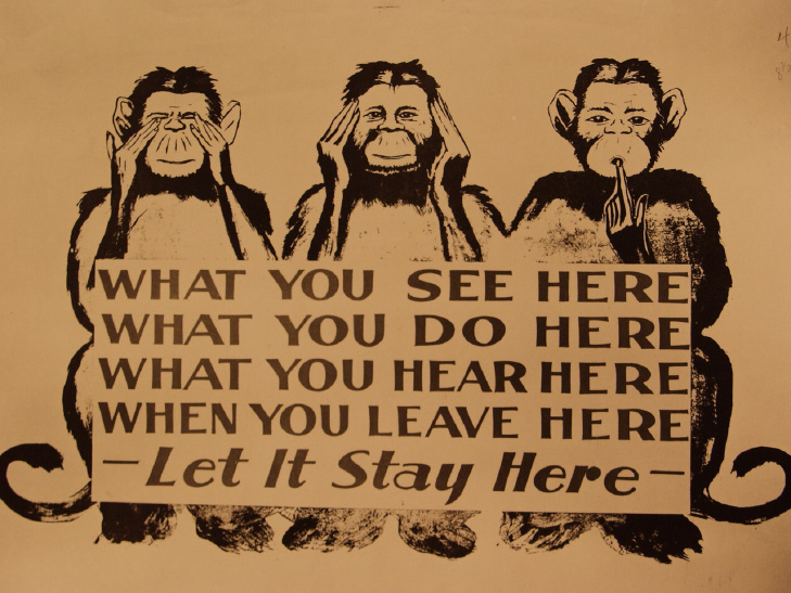 A 1943 Oak Ridge billboard emphasizing the importance of secrecy